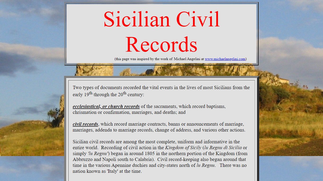 Sicilian Civil Records - Coniglio Family